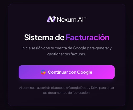 Sistema de facturación · acceso